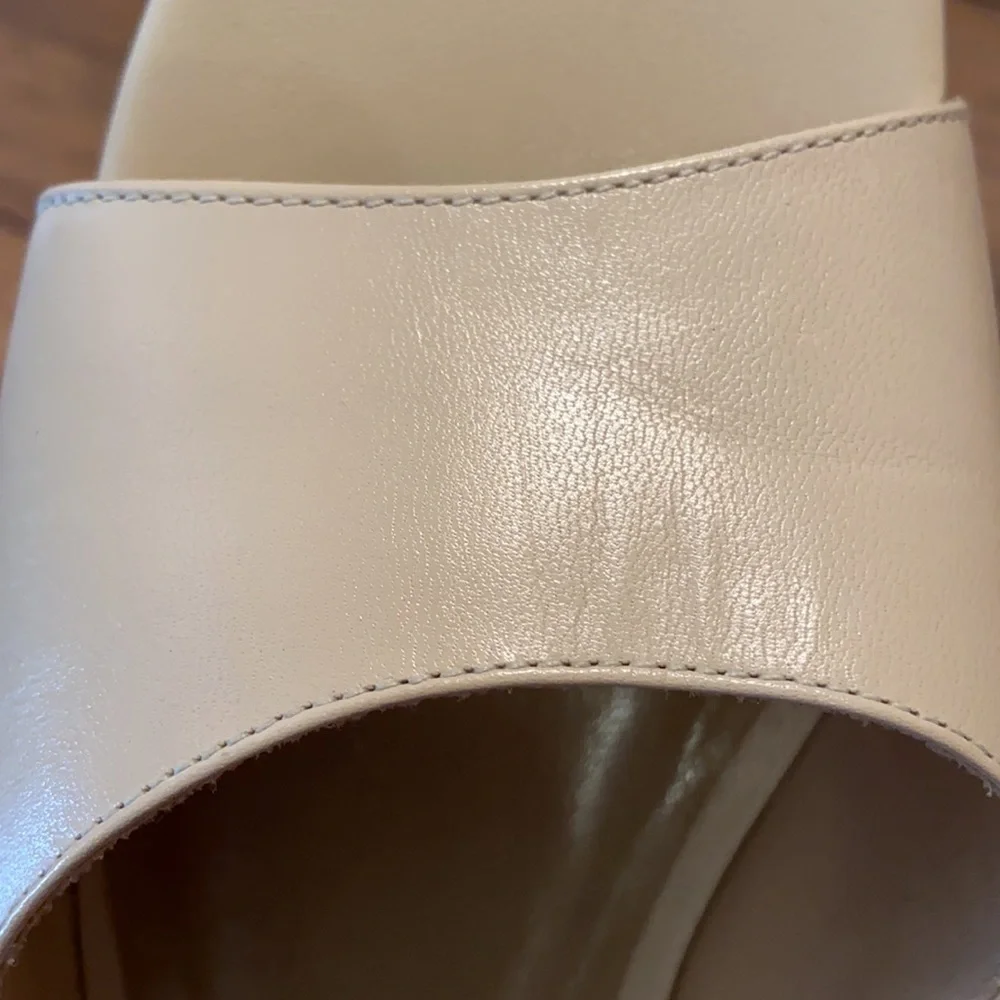 Cream Slide with Chunky Heels